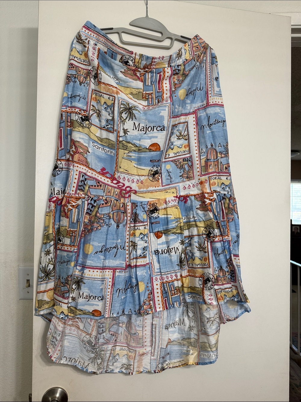 Mlle Gabrielle Blue Multi High-Low Tiered Skirt